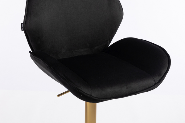 HR350W Scaun Neagră din Catifea Bază Aurie