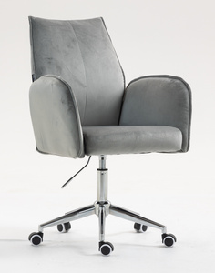 HR280K Scaun Gray din Catifea cu Bază Cromata