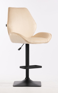 HR350KW Scaun Crem din Catifea Bază Neagră