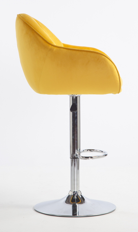 HR2055W Scaun Galbenă din Catifea cu Bază Cromata