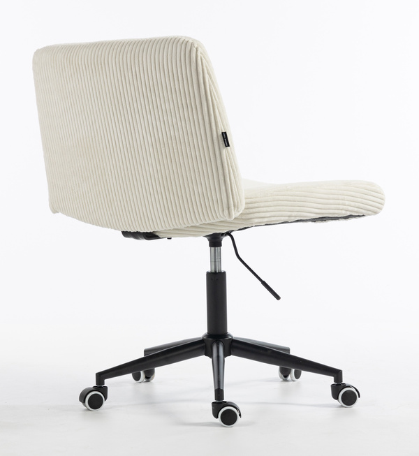 HR150K Scaun Alb din Catifea Reiată cu Bază Neagră