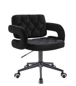 HR8403K Scaun Neagră Catifea cu Bază Neagră