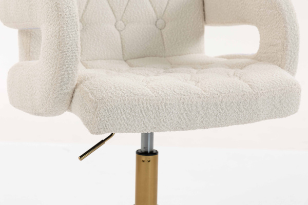 HR8404K Scaun Crem Boucle cu Bază Aurie