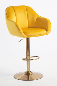 HR2055W Scaun Galbenă din Catifea cu Bază Aurie