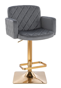 HR802KW Scaun Grafit din Catifea cu Bază Aurie