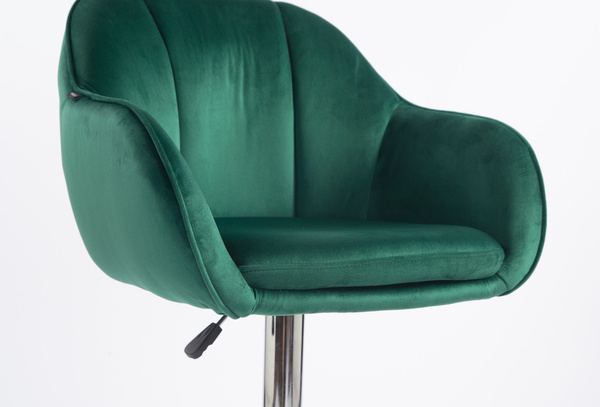 HR2055W Scaun Verde din Catifea cu Bază Cromata