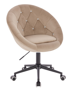 HR8516CK Scaun Latte din Catifea cu Bază Neagră