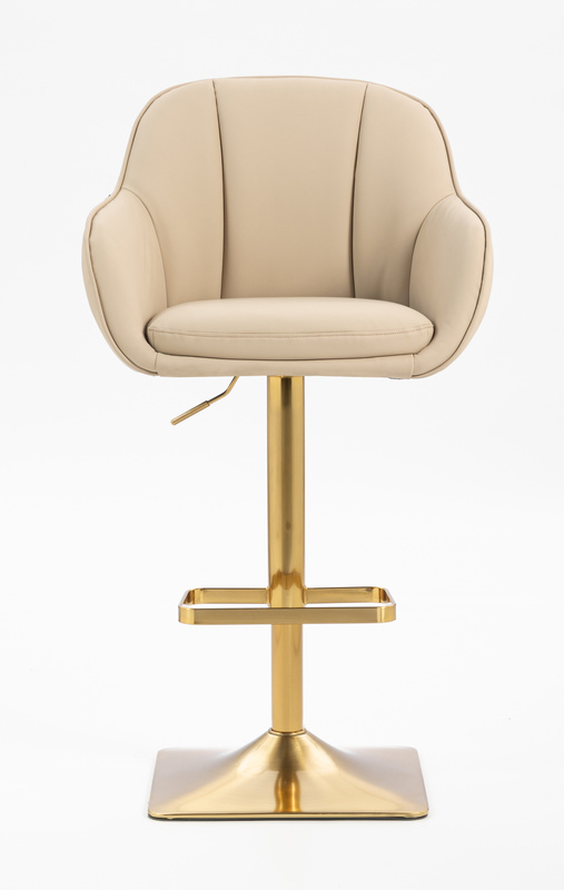 HR2055KW Scaun Crem din Piele Ecologica cu Bază Aurie
