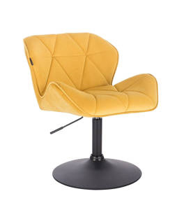 HR111N Scaun Galbenă Catifea cu Bază Neagră