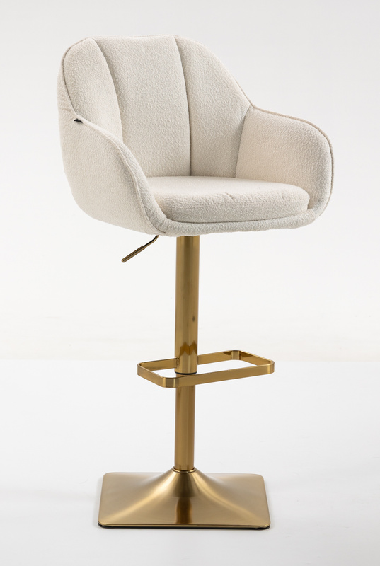HR2055KW Scaun Crem din Boucle cu Bază Aurie
