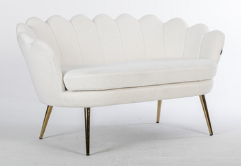 FREY Alb din Boucle cu Spătar cu Picioare Aurii