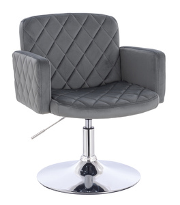 HR802N Scaun Grafit din Catifea cu Bază Cromata