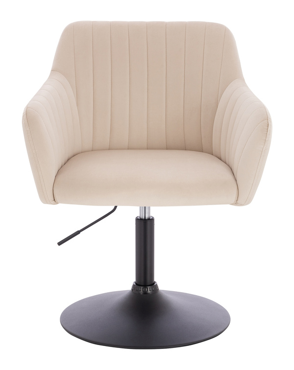 HR190N Scaun Crem din Catifea cu Bază Neagră
