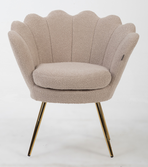 Fotoliu FREY Latte din Boucle cu Picioare Aurii