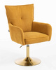 HR250N Scaun Catifea Reiată Premium Ruloare Curry Galben Bază Aurie