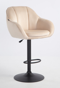 HR2055W Scaun Crem din Catifea cu Bază Neagră