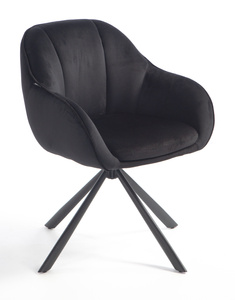HR2055 BAZĂ STEA Scaun Neagră din Catifea cu Bază Neagră