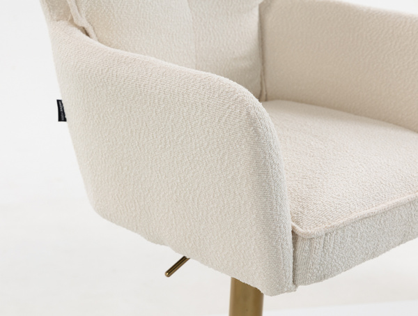 HR250KW Scaun Crem Boucle Bază Aurie