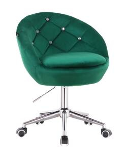 HR948K Scaun Verde din Catifea cu Bază Cromata