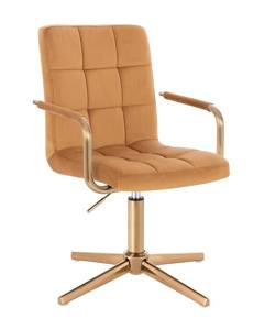 HC1015PCROSS Scaun Galben Catifea cu Bază Aurie