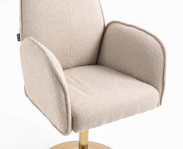 HR280N Scaun Latte Boucle cu Bază Aurie