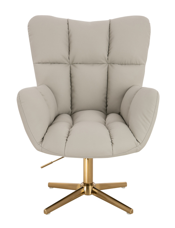 HR650CROSS Scaun Ecru Piele Ecologica Premium Soft cu Bază Aurie