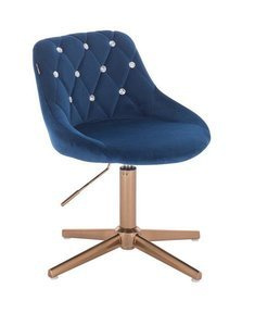 HR1054CCROSS Scaun Bleumarin Catifea cu Bază Aurie