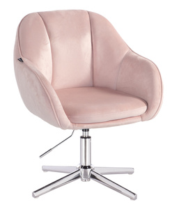 HR12055CROSS Scaun Roz Pudra din Catifea cu Bază Cromata