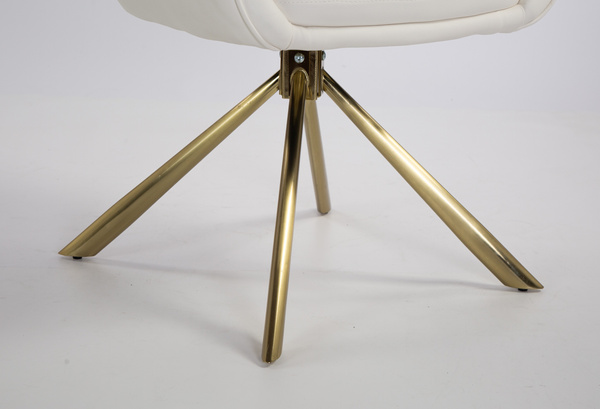 HR2055N Scaun Alb din Piele Ecologica cu Bază Aurie