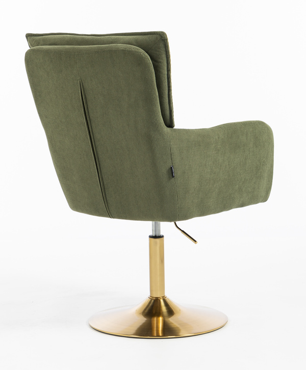 HR250N Scaun Zsályazöld Prémium Kordbársony Bază Aurie