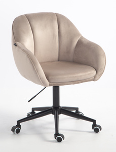 HR2055K Scaun Latte din Catifea cu Bază Neagră