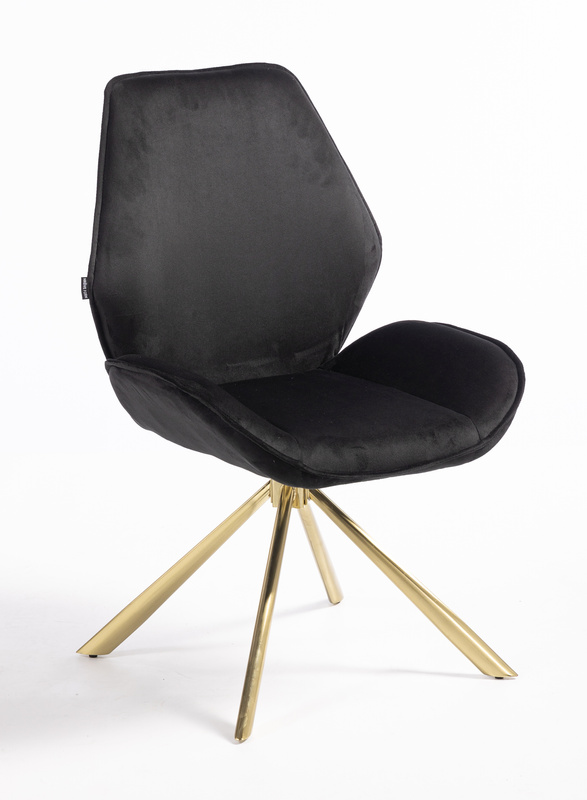 HR350 BAZĂ STEA Scaun Neagră din Catifea Bază Aurie