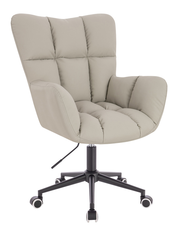 HR650K Scaun Ecru Piele Ecologica Premium Soft cu Bază Neagră