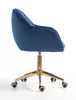 HR2055K Scaun Bleumarin din Catifea cu Bază Aurie