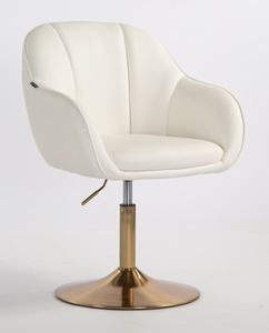 HR2055N Scaun Alb din Piele Ecologica cu Bază Aurie