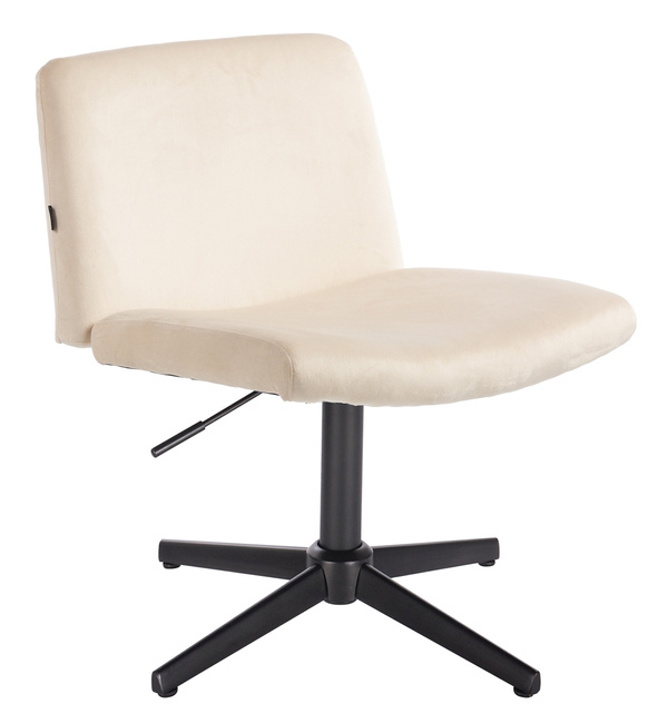 HR150CROSS Scaun Crem din Catifea cu Bază Neagră