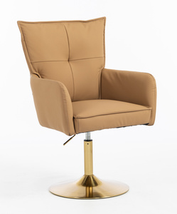 HR250N Scaun Piele Ecologică Premium Soft Culoare Caramel Bază Aurie