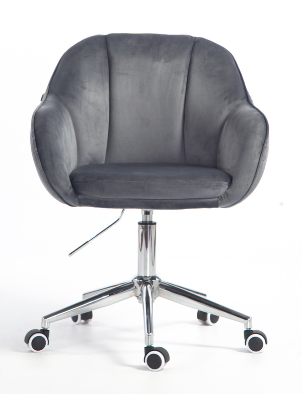 HR2055K Scaun Grafit din Catifea cu Bază Cromata