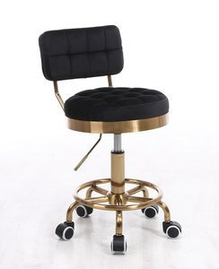 HR636 Scaun Neagră Catifea cu Bază Aurie