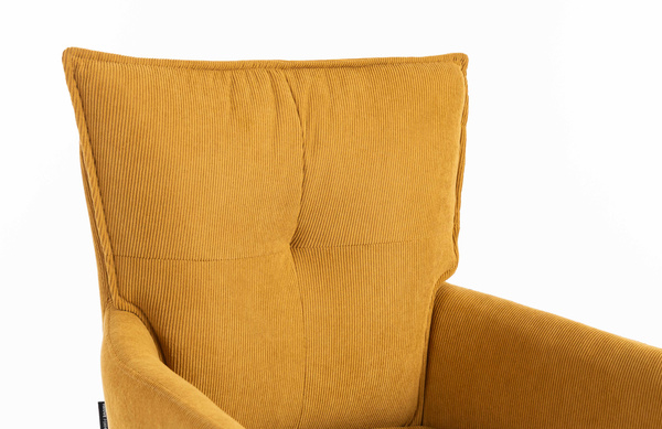 HR250KW Scaun Catifea Reiată Premium Ruloare Curry Galben Bază Aurie
