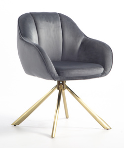 HR2055 BAZĂ STEA Scaun Grafit din Catifea cu Bază Aurie