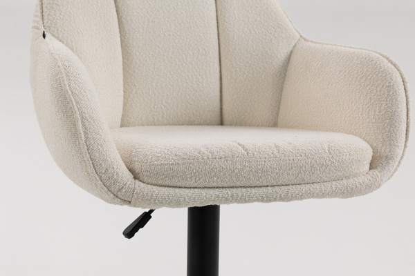 HR2055W Scaun Crem din Boucle cu Bază Neagră