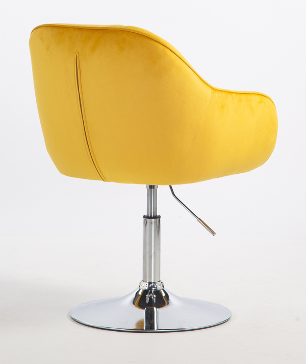HR2055N Scaun Galbenă din Catifea cu Bază Cromata