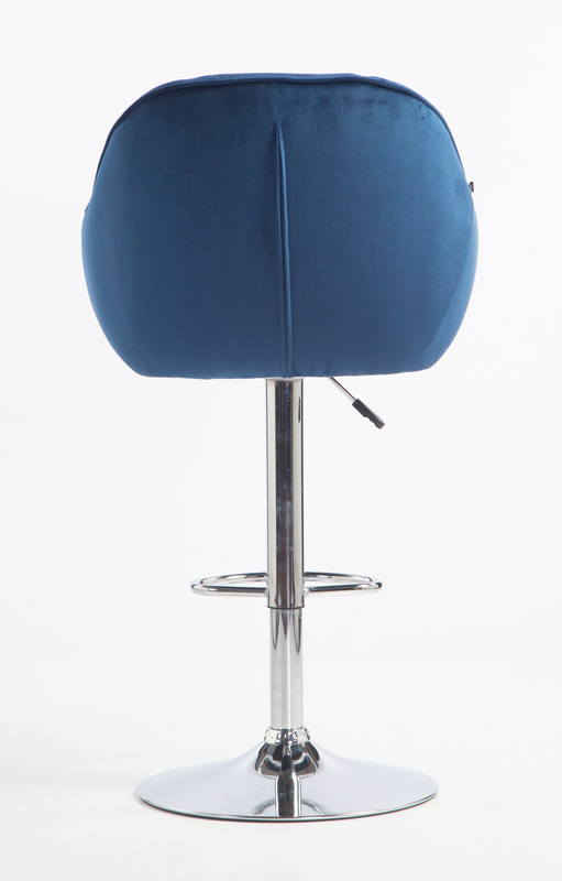 HR2055W Scaun Bleumarin din Catifea cu Bază Cromata
