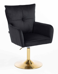 HR250N Scaun Catifea Neagră Bază Aurie