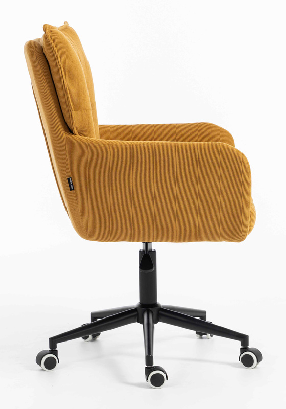 HR250K Scaun Catifea Reiată Premium Ruloare Curry Galben Bază Neagră