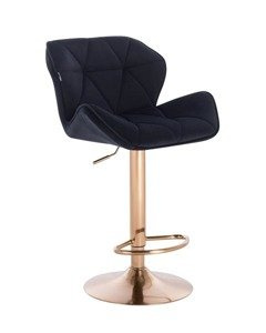 HR111W Scaun Catifea Neagră Velur cu Bază Aurie