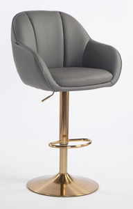 HR2055W Scaun Gri din Piele Ecologica cu Bază Aurie