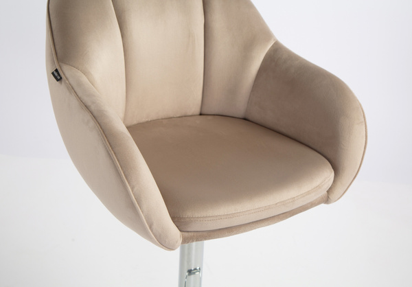 HR2055W Scaun Latte din Catifea cu Bază Cromata