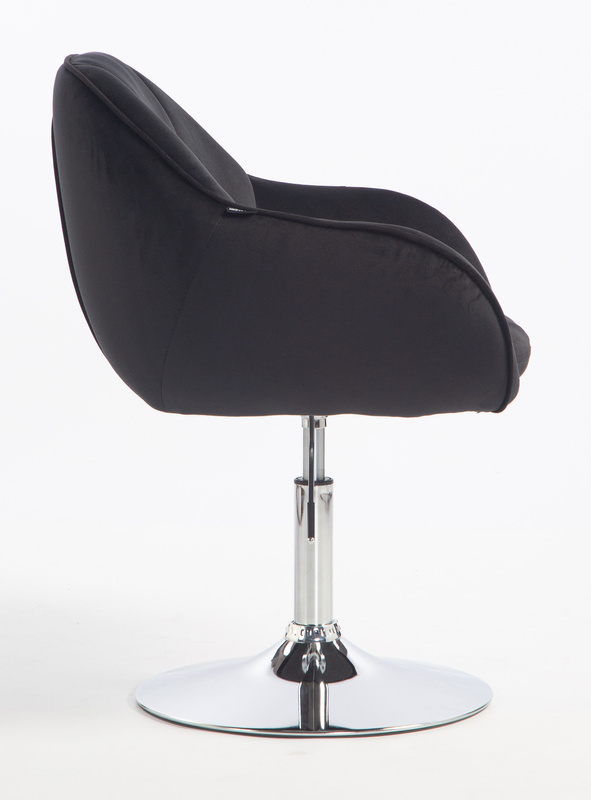 HR2055N Scaun Neagră din Catifea cu Bază Cromata